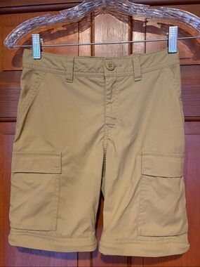 REI Kids M 10-12 Tan Convertible Cargo Pants/Shorts with Knee Zips